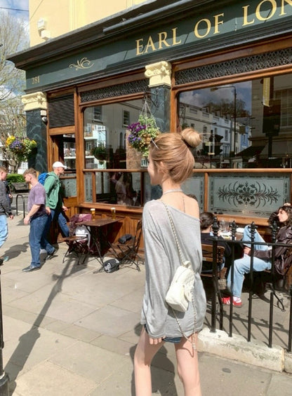 Jun. 萌狗勾 天絲小狗印花兩件式防曬上衣 灰色