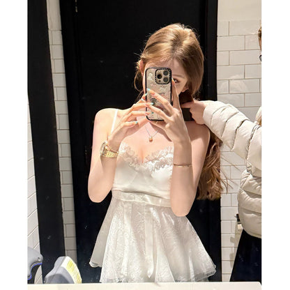 Jun. 初戀白月光氣質蝴蝶結收腰重工背心 純白