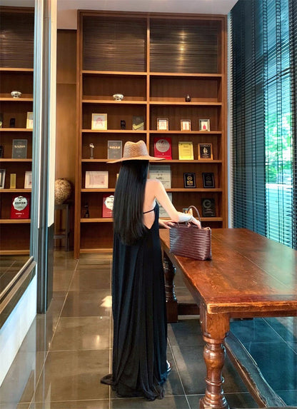 25Jul. 慵懶氣質斜肩不規則雙層連身裙 黑
