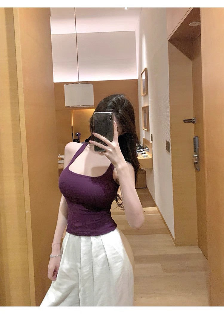 25Jul. 韓漫身材 修身純欲帶胸墊背心 紫