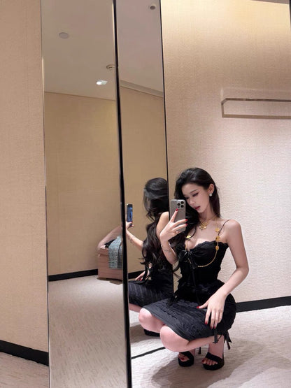 25Sep. Valentin*蕾絲蝴蝶綁帶top 黑