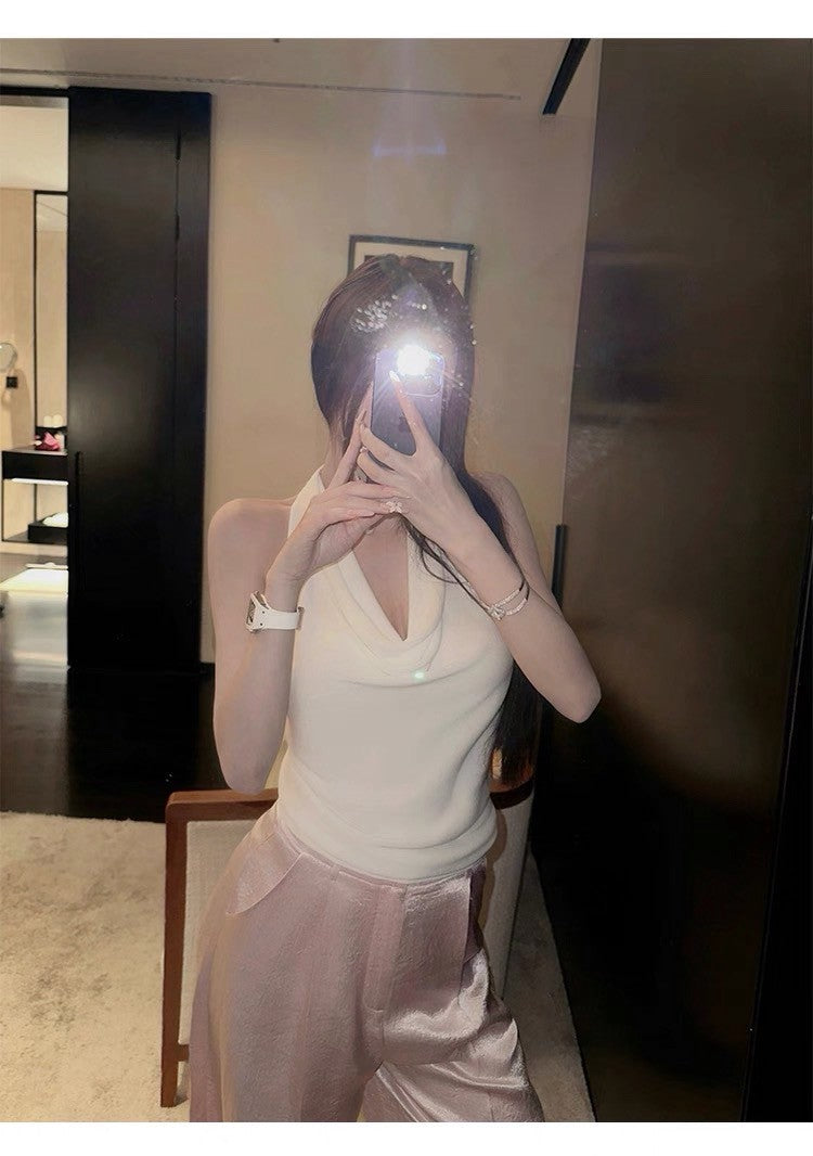 25Jul. 穿上就是氣質姊姊 蘯領露背背心 白