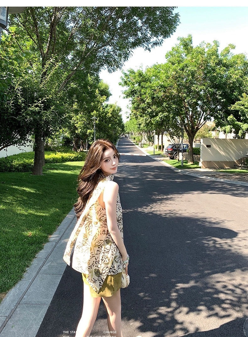 25Aug. Plant*氧氣叢林 老錢植物感印花背心 亞麻短褲