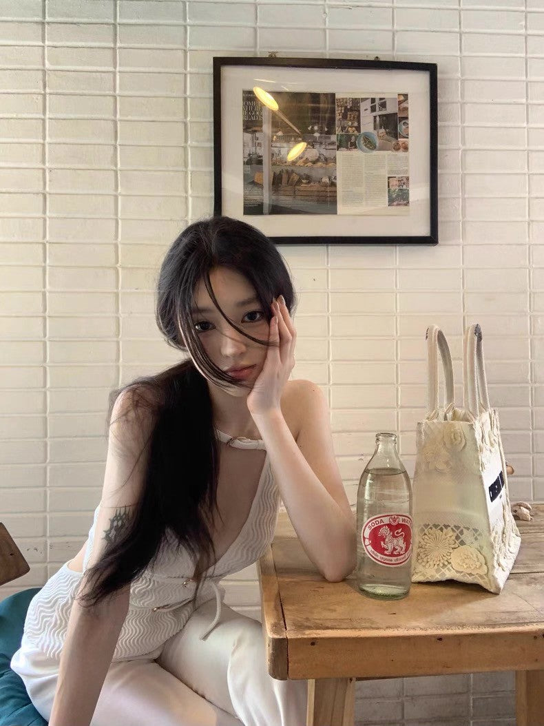 May. cult gal*高奢單品 可調節金釦針織背心 白