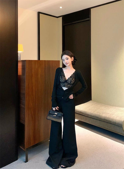 May. 時髦女人 蕾絲花邊排扣開衫 2色 性感蕾絲打底背心