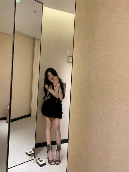 25Sep. 氣質千金經典黑拼接針織蛋糕連身裙