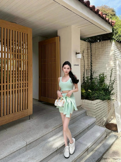 25Oct. 早秋通勤百搭運動半身裙3件套 薄荷綠