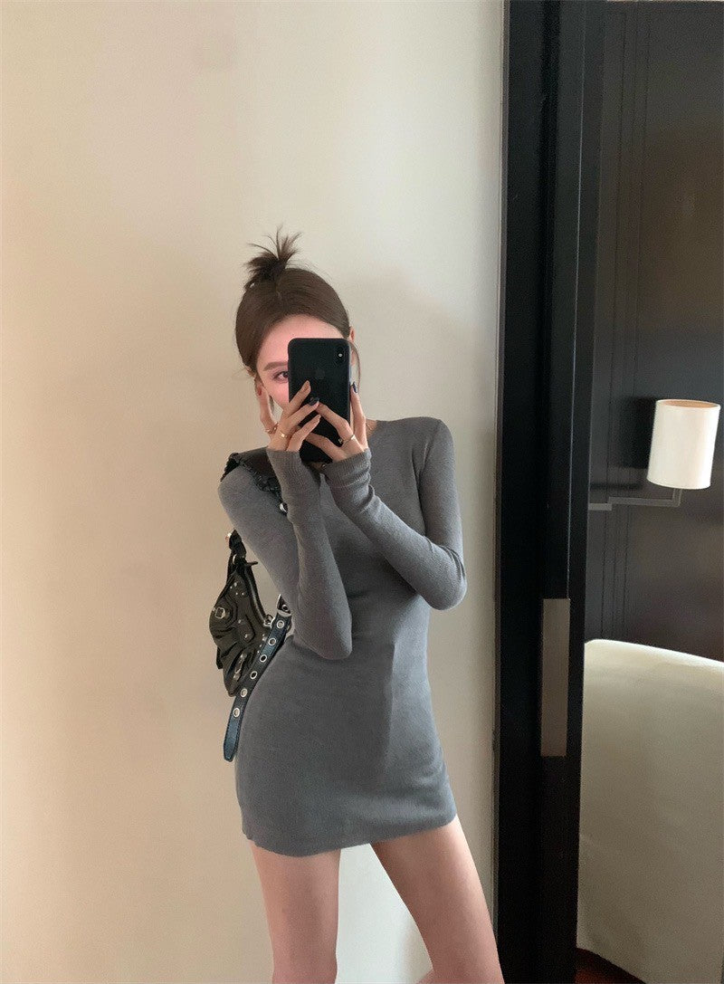 25Jul. 復古緊身套頭針織衣 灰