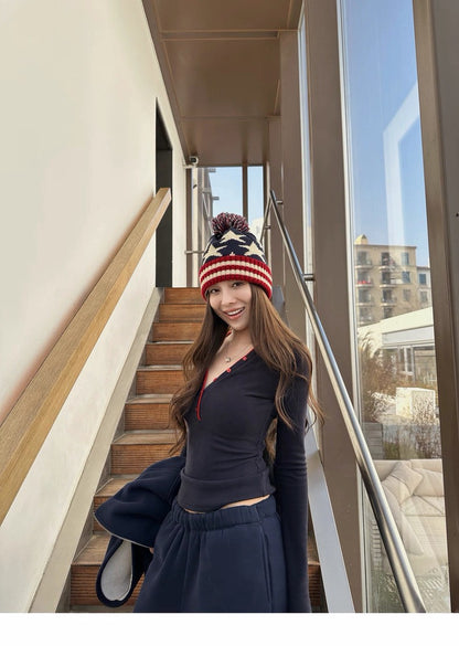 26Jan. 色彩百搭!撞色德絨鈕扣上衣 粉/藍