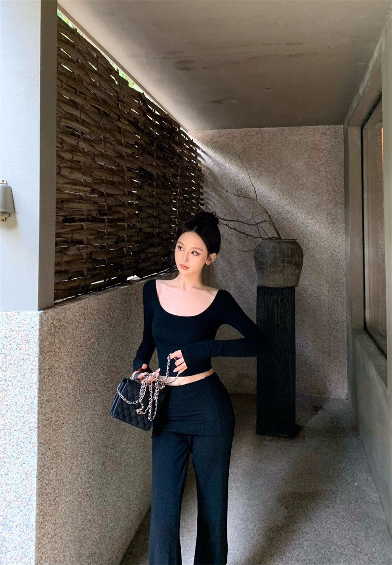 25Nov. 辣妹瑜伽私服 防走光雙層高腰休閒褲套裝 黑