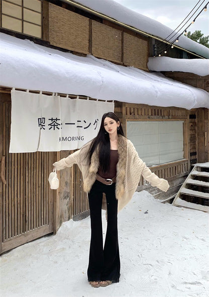 25Dec. 貴女Alpha蝙蝠袖毛毛外套 帶胸墊U領上衣 暖色調