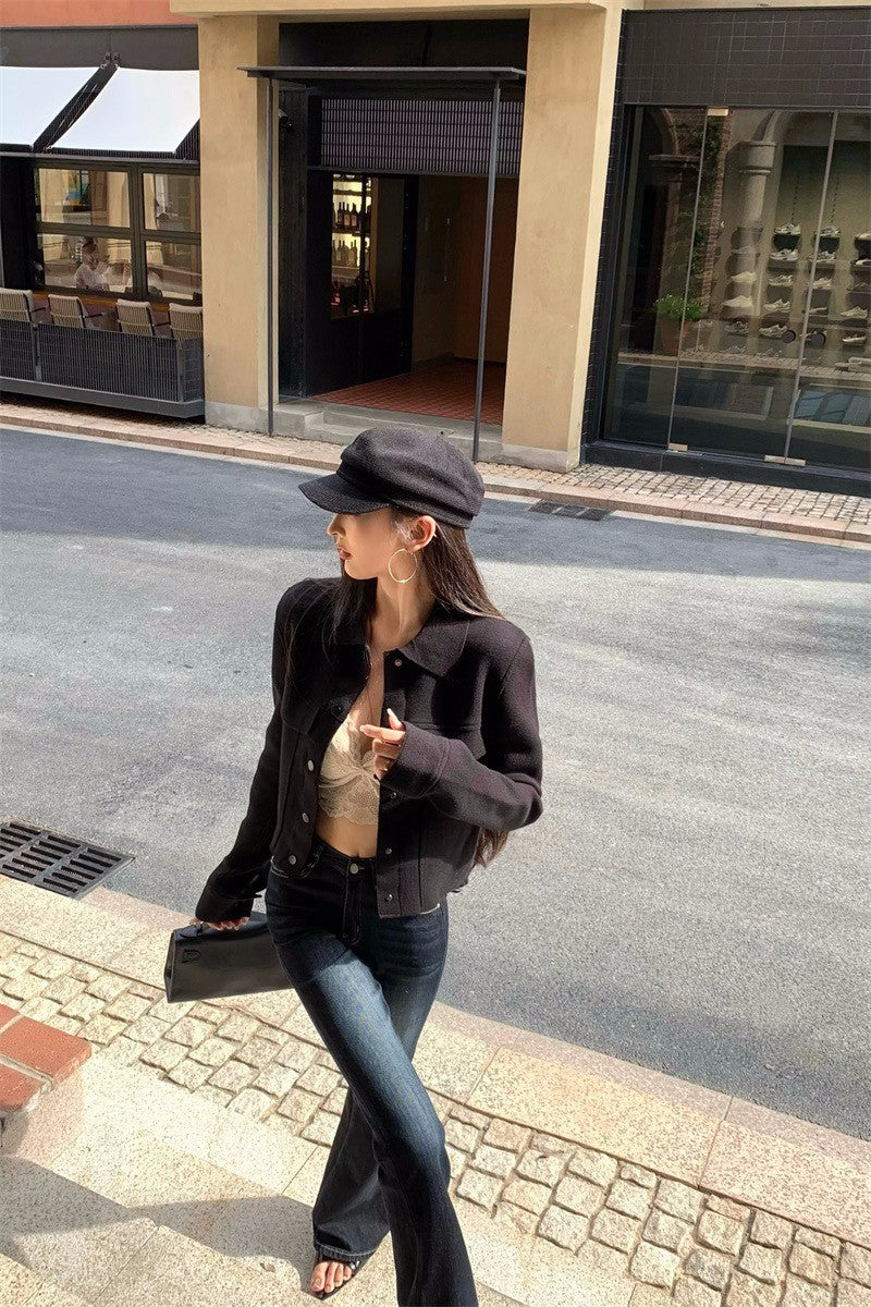 25Dec. 基礎簡約高密廓形短夾克 黑