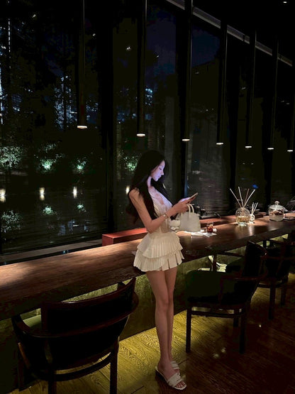 25Aug. 紙鶴工藝時髦A字學院百褶裙