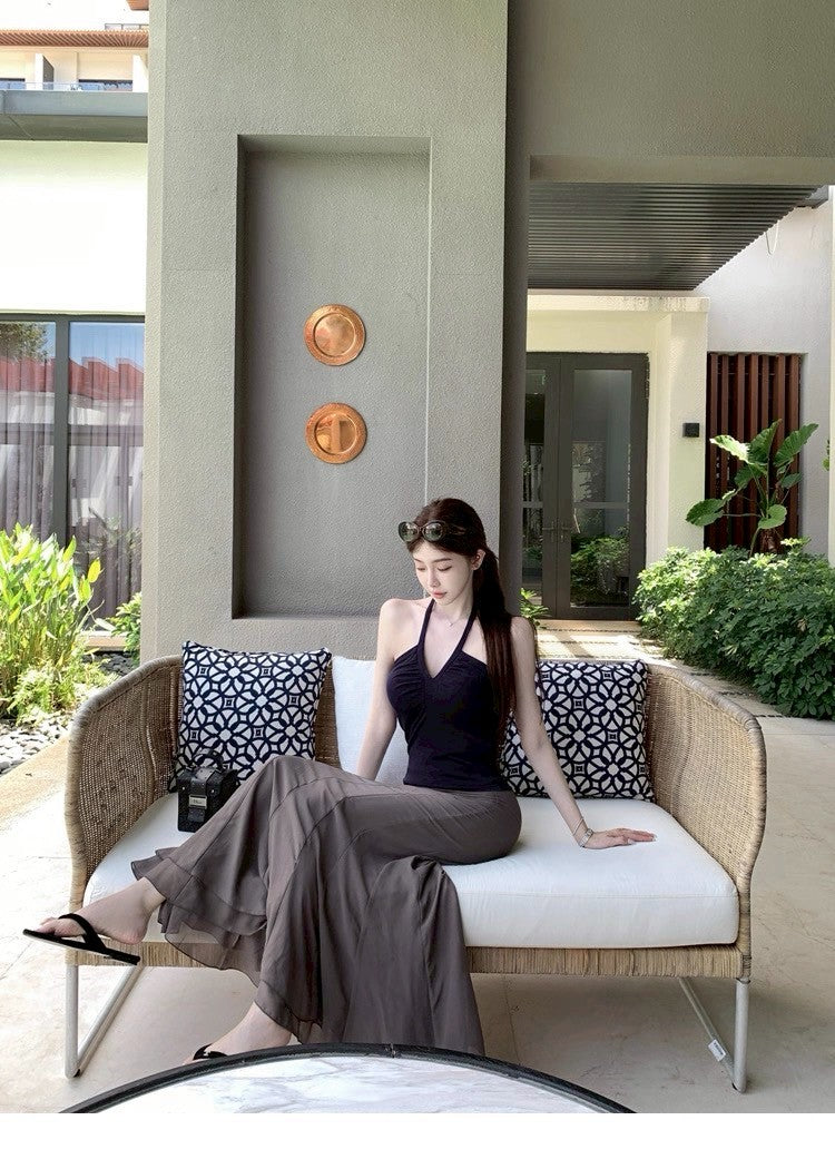 25Aug. Jennie同款純慾綁帶背心 白/藏藍