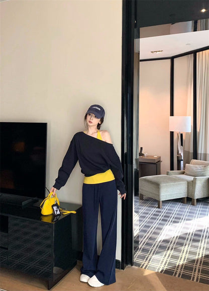 26Jan. 美式主義慵懶撞色疊穿休閒選2色系 藏藍配亮黃