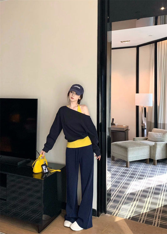 26Jan. 美式主義慵懶撞色疊穿休閒選2色系 藏藍配亮黃