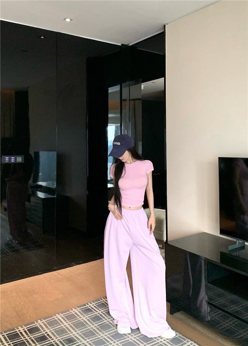 May. 經典Skims春夏版型 修身彈力純色上衣 休閒褲 粉