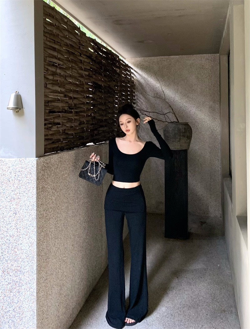 25Nov. 辣妹瑜伽私服 防走光雙層高腰休閒褲套裝 黑