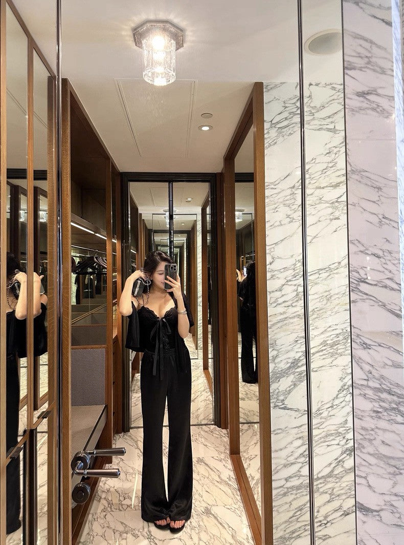 25Sep. Valentin*蕾絲蝴蝶綁帶top 黑