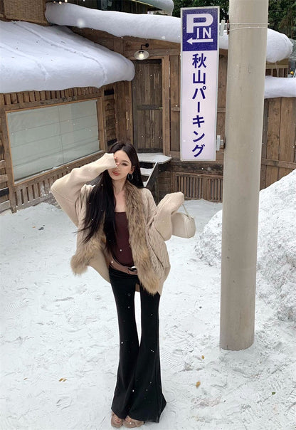 25Dec. 貴女Alpha蝙蝠袖毛毛外套 帶胸墊U領上衣 暖色調