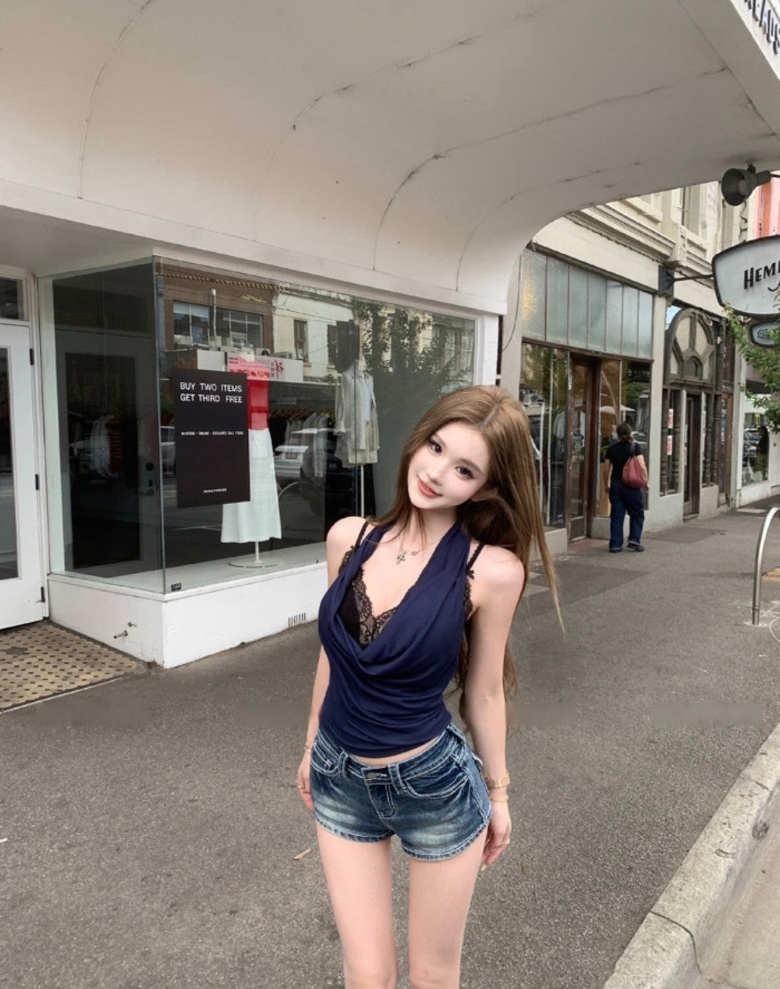 Mar. 野性代碼 美系辣妹蘯領背心 藍