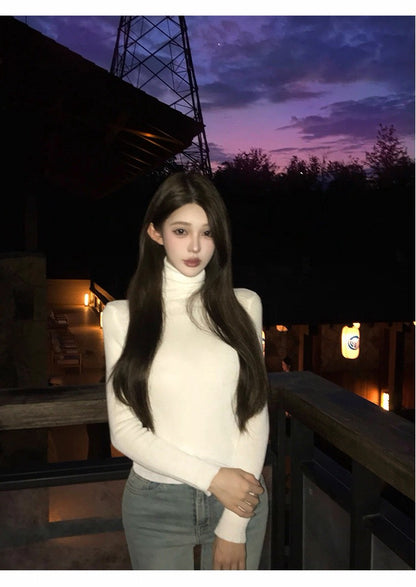 25Dec. 百搭舒適牌羊毛高領打底上衣 白