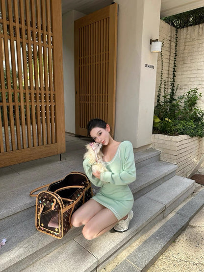 25Oct. 早秋通勤百搭運動半身裙3件套 薄荷綠