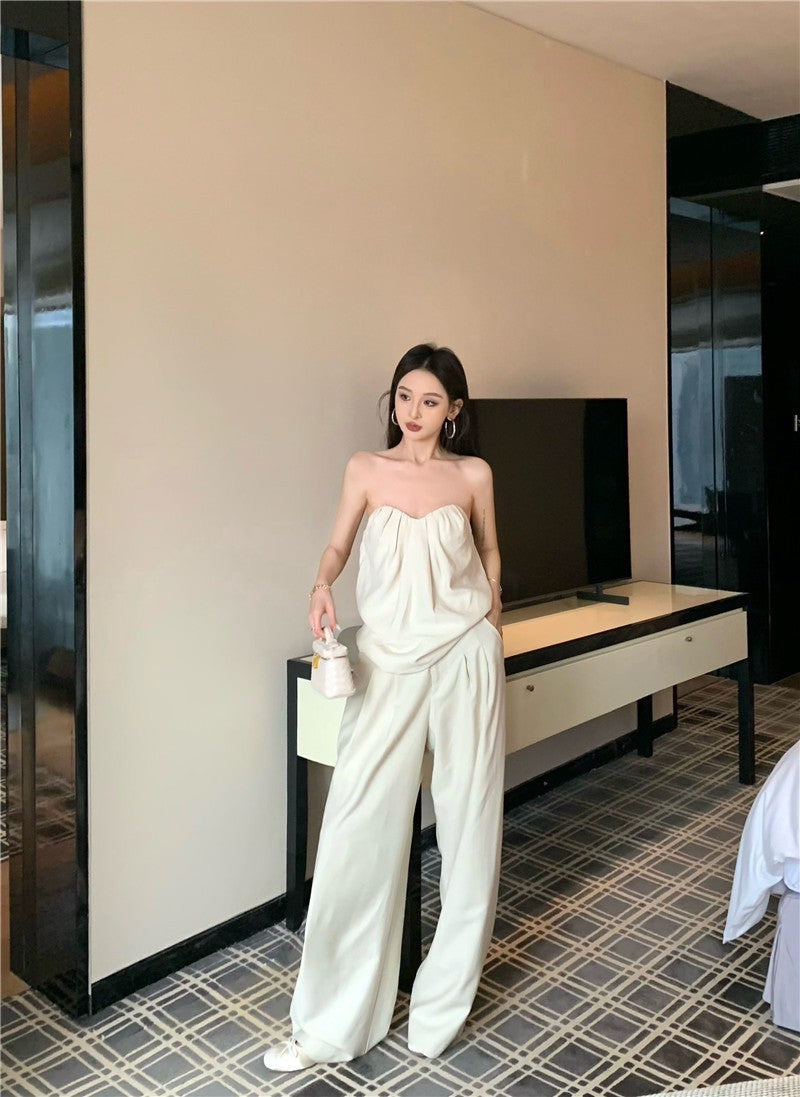 Jun. 簡約老錢調 慵懶設計感2版型上衣 寬鬆休閒褲 米杏色