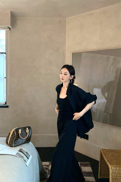 26Jun. 簡約outfit縈麻襯衫闊腿褲套裝 米白/黑