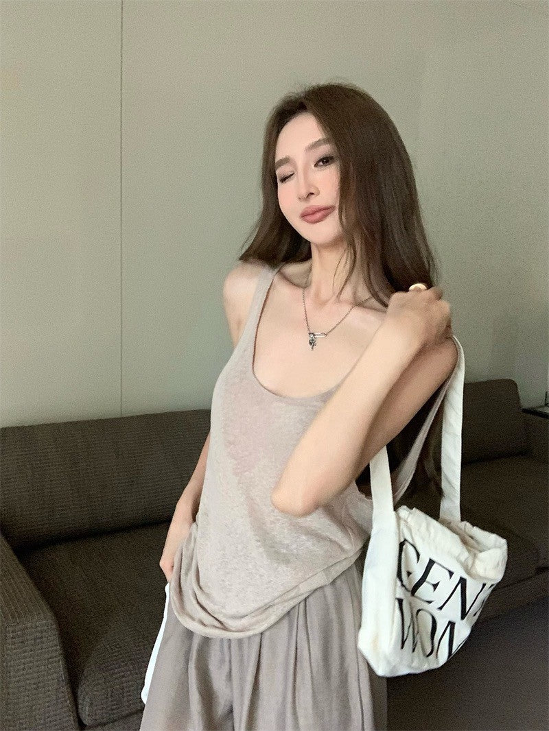 Jun. 美式慵懶遛彎三件 卡色背心/卡色休閒褲