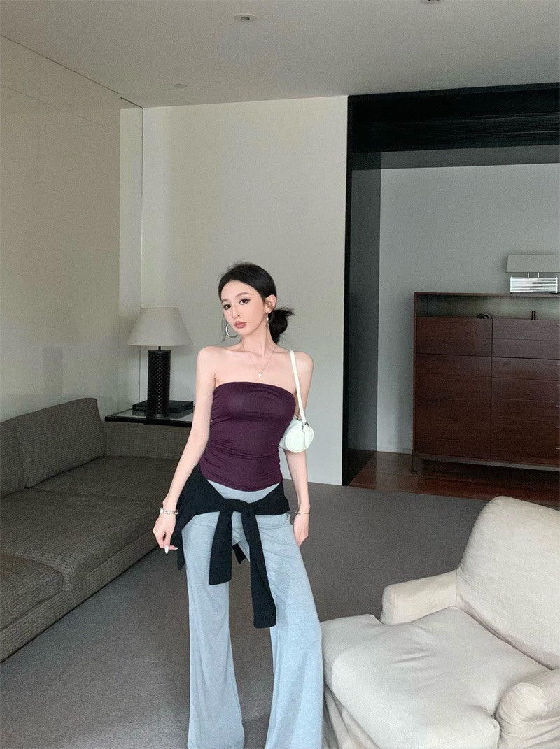 Jun. 黑色排扣防曬開衫 雲感面膜抹胸 紫/灰