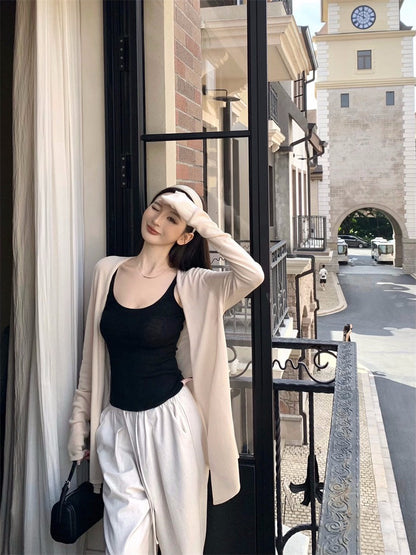 25Nov. 慵懶掛溫柔開衫 針織背心/亞麻色系休閒褲