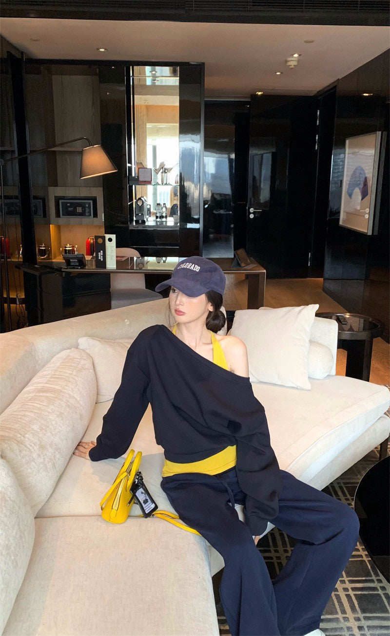 26Jan. 美式主義慵懶撞色疊穿休閒選2色系 藏藍配亮黃