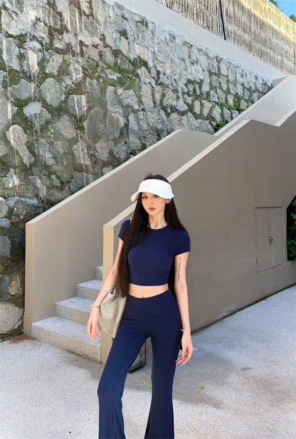 25Sep. 美式休閒穿不膩 短袖休閒褲「軟彈套裝」藏藍