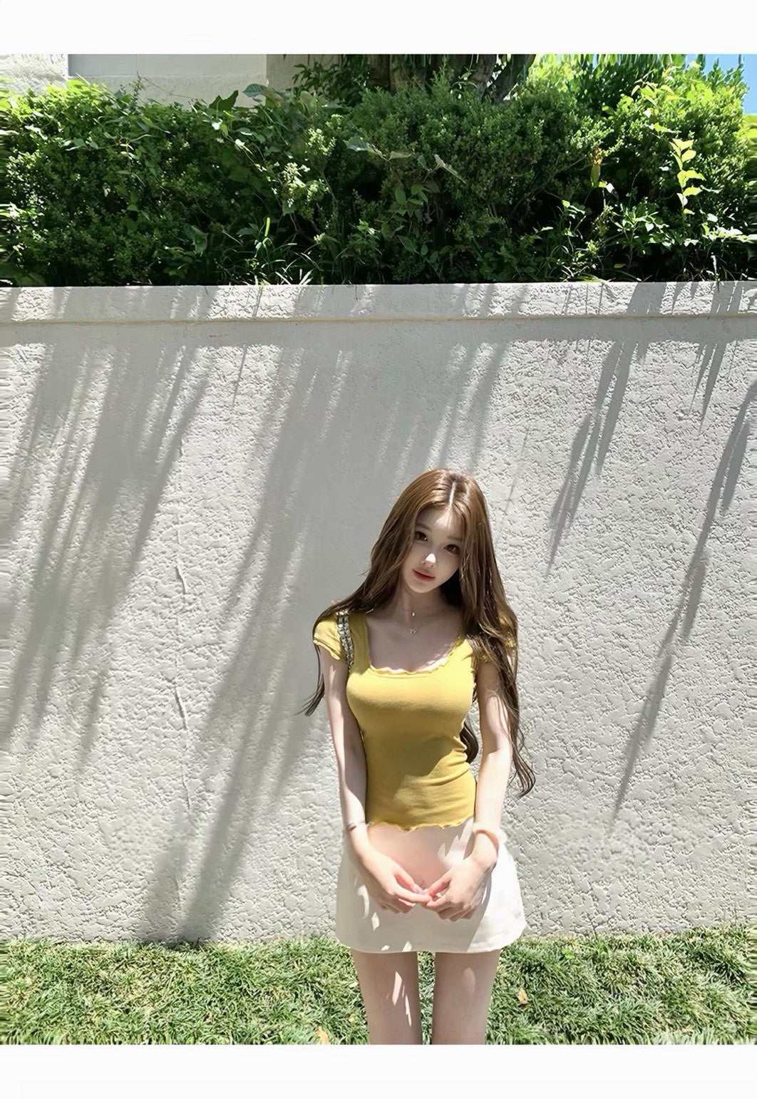 26Jul. 美慾奶tee可愛花邊U領上衣 雞蛋黃/灰