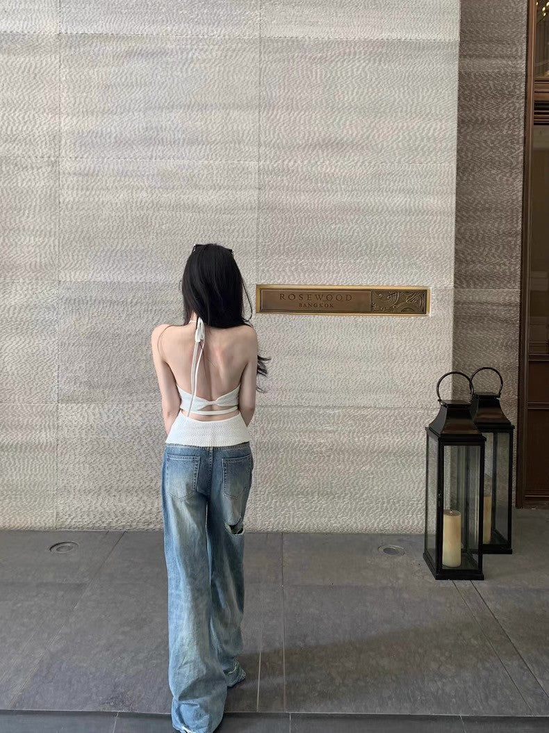 May. cult gal*高奢單品 可調節金釦針織背心 白