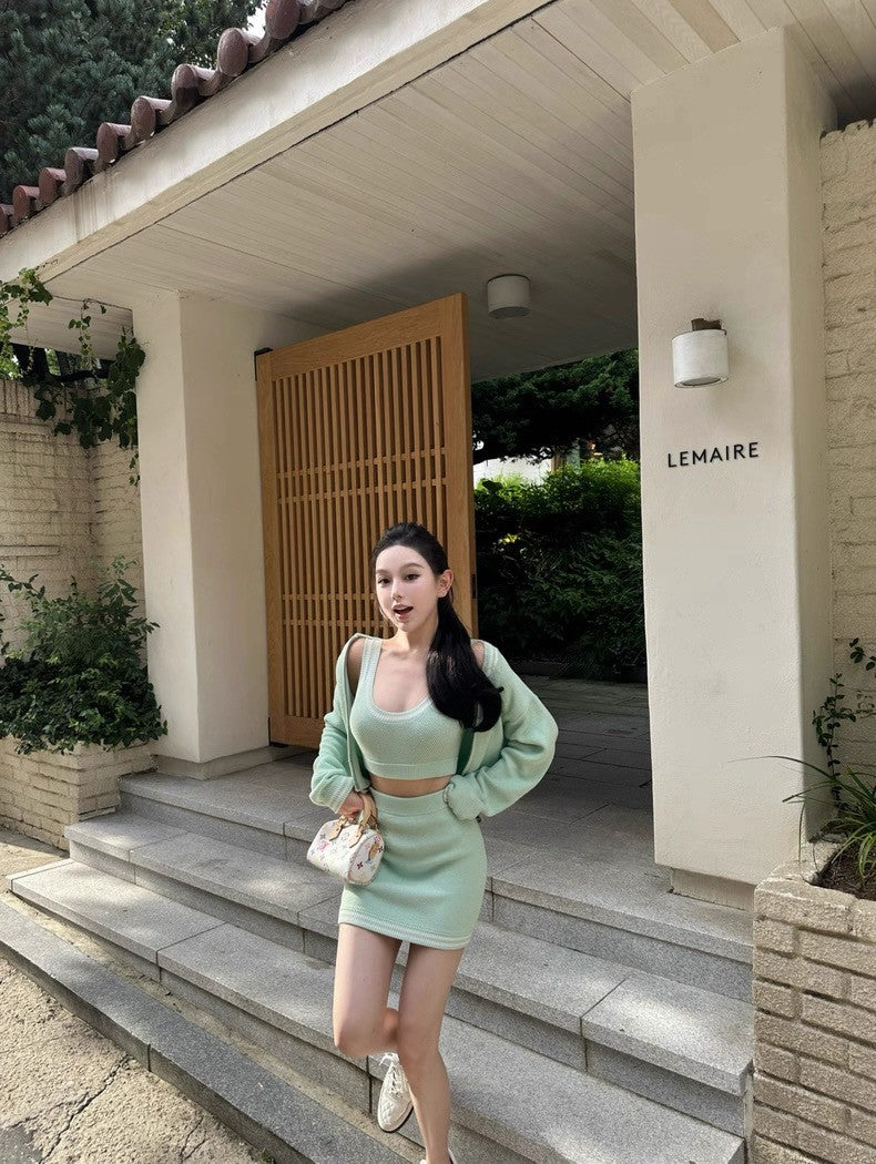 25Oct. 早秋通勤百搭運動半身裙3件套 薄荷綠