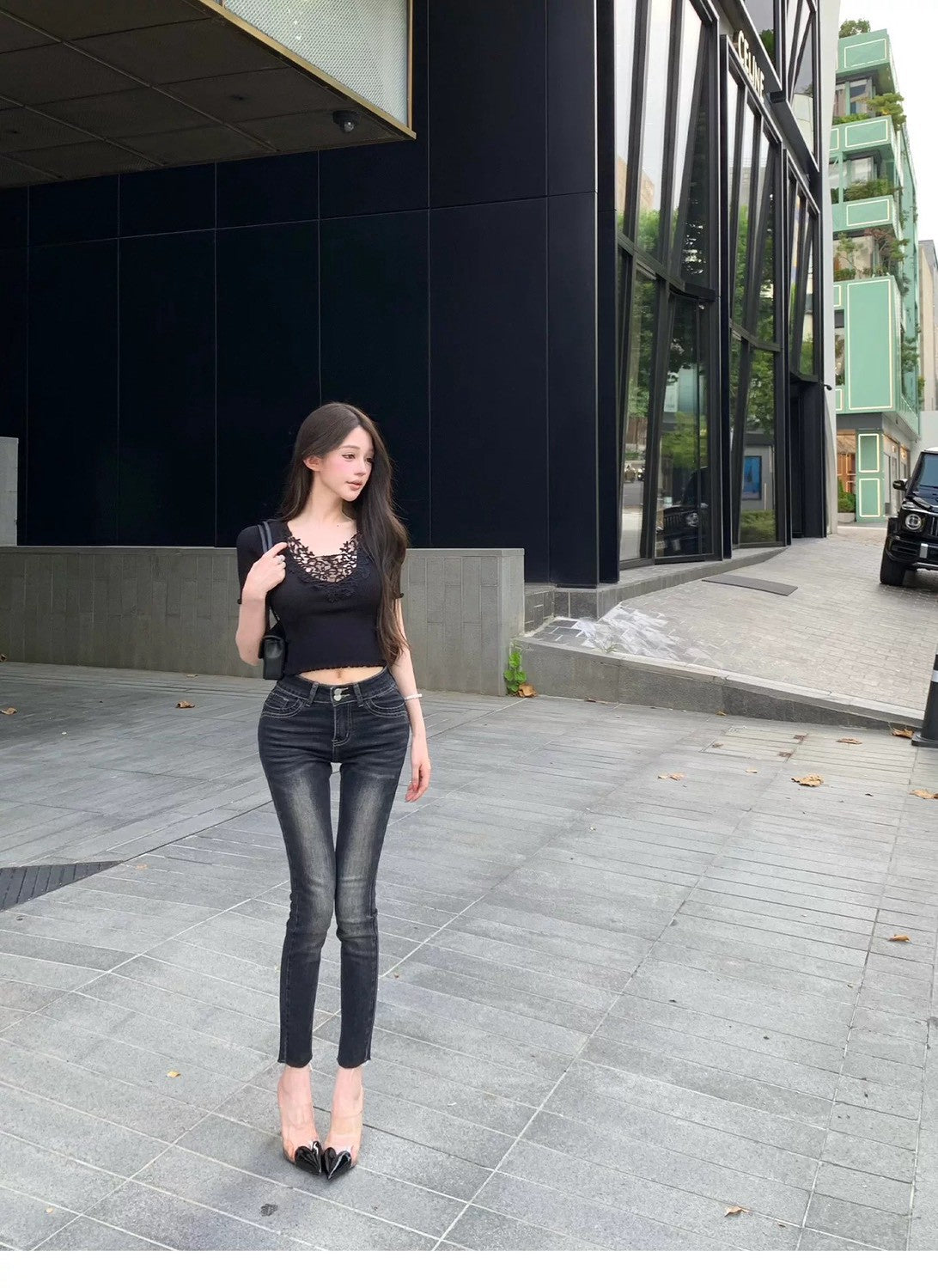 26Oct. 美腿實錄 手刷白中腰九分褲 灰黑