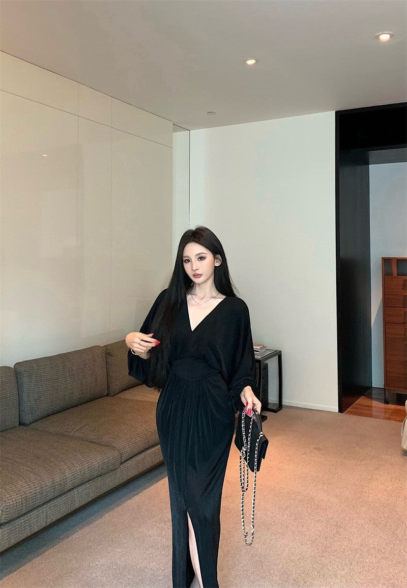 25Aug. 美的很輕鬆氛圍感收腰燈籠袖連身裙 粉/黑