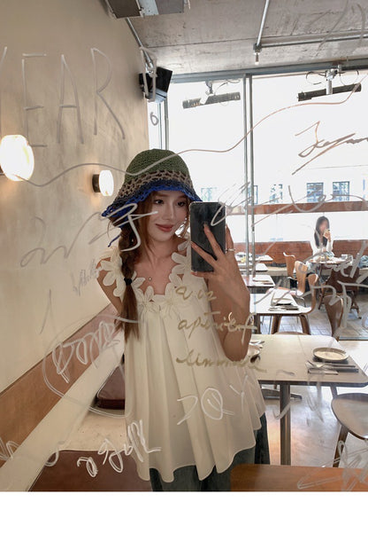 25Aug. 蘇黎月光花 手工立體花朵渡假 背心版/連身裙版 白