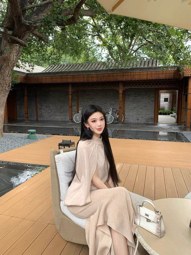 25Nov. 秋冬大氣簡約羊毛針織魚尾裙套裝 卡杏