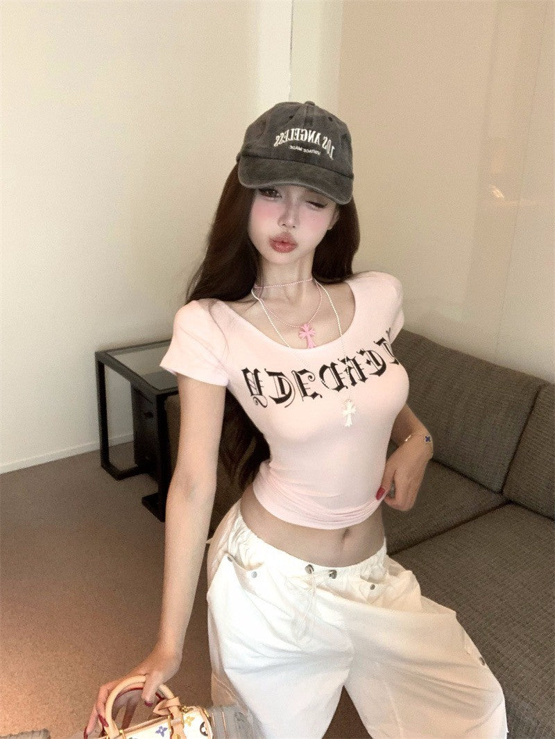 26Jan. 千禧y2k個性字母後縷空上衣