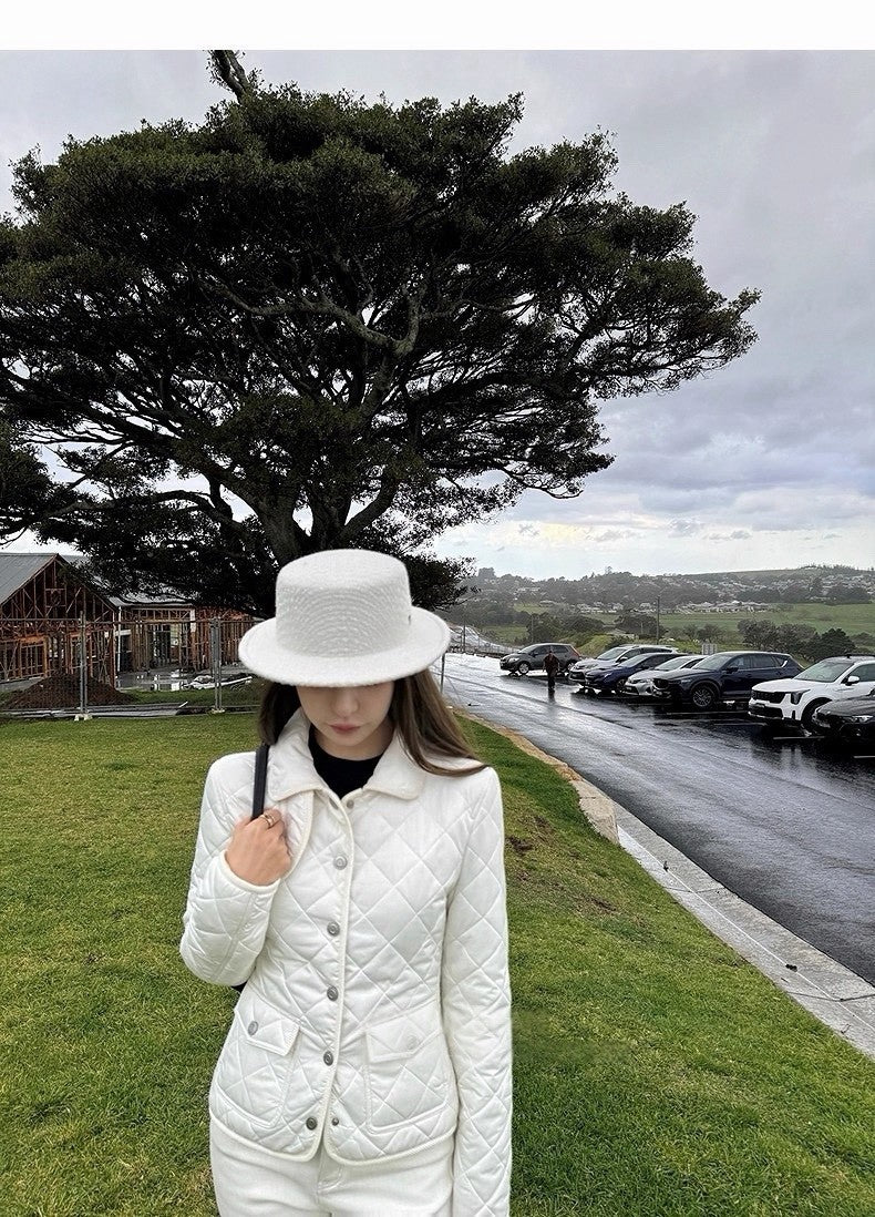 25Dec. Rha1*老錢菱格紋收腰羽絨外套 白