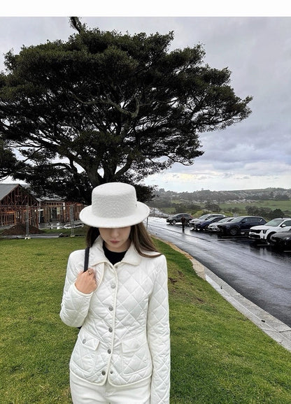 25Dec. Rha1*老錢菱格紋收腰羽絨外套 白