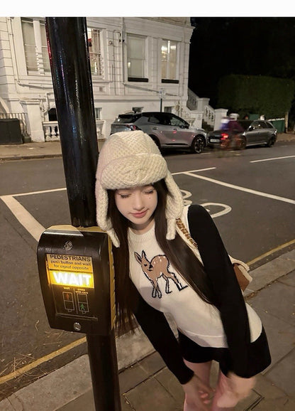 25Dec. 「聖誕小鹿」25羊毛圓領撞色針織上衣