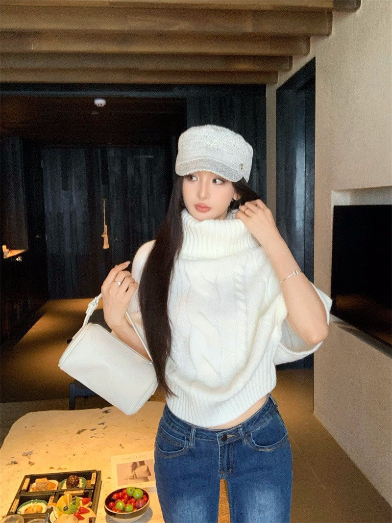 25Nov. 加厚溫柔韓系兩穿麻花針織上衣 米白/卡色