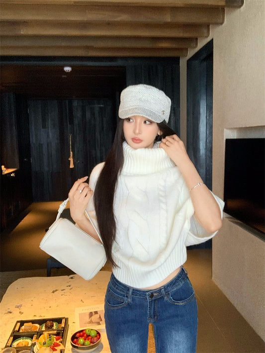 25Nov. 加厚溫柔韓系兩穿麻花針織上衣 米白/卡色