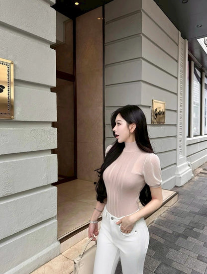 25Aug. 夢幻Franc*高奢時尚豎條感上衣 粉