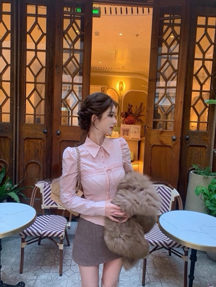 26Jan. Julia少女甜心宮廷風襯衫/蕾絲抹胸 粉色系