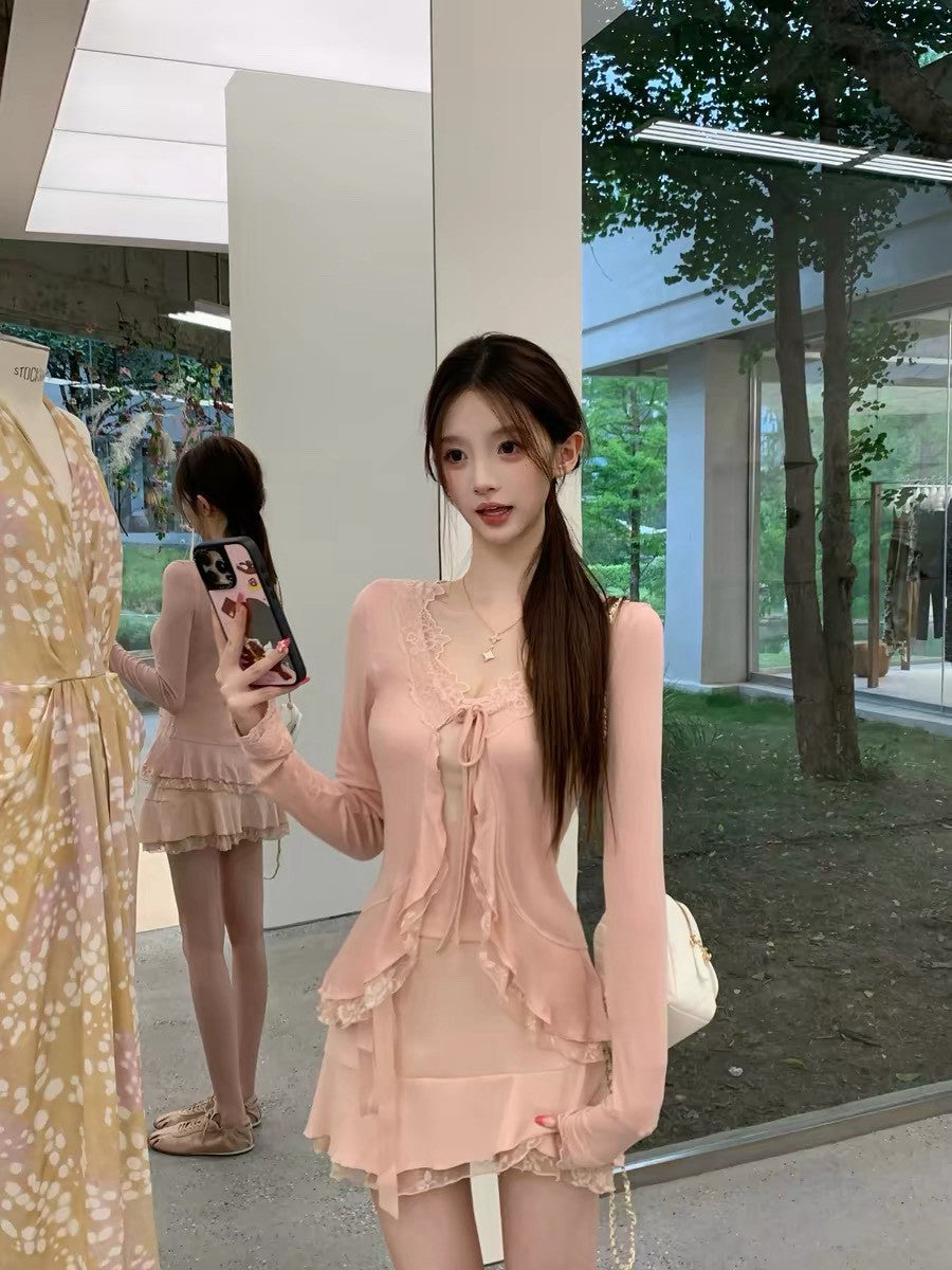 26Jul. 塞納芭蕾 浪漫波浪蕾絲親膚三版設計 粉/杏